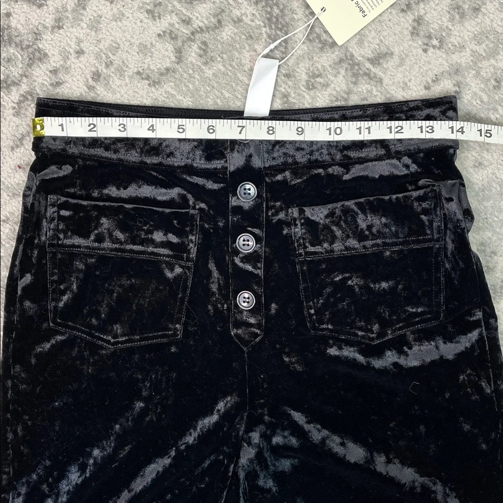 HALARA VELVET BLACK HIGH WAISTED WIDE LEG FRONT POCKET PULL ON PANTS SZ MED NWT - Picture 10 of 12